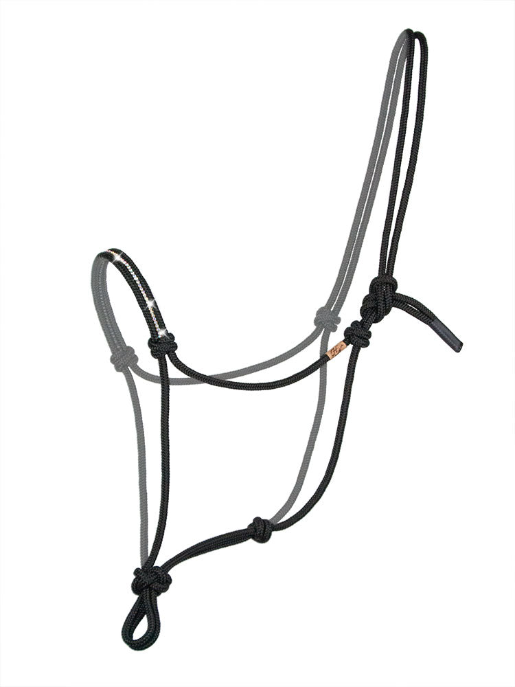 black rope halter with ab crystal rhinestone inlay noseband