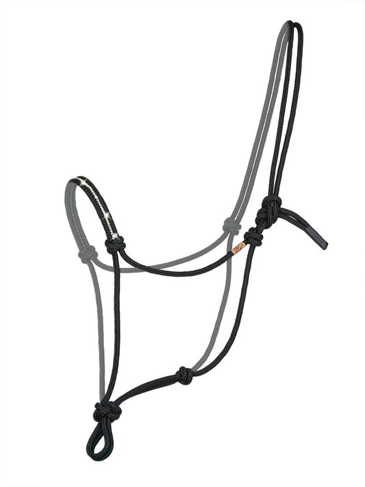 black rope halter with ab crystal rhinestone inlay noseband