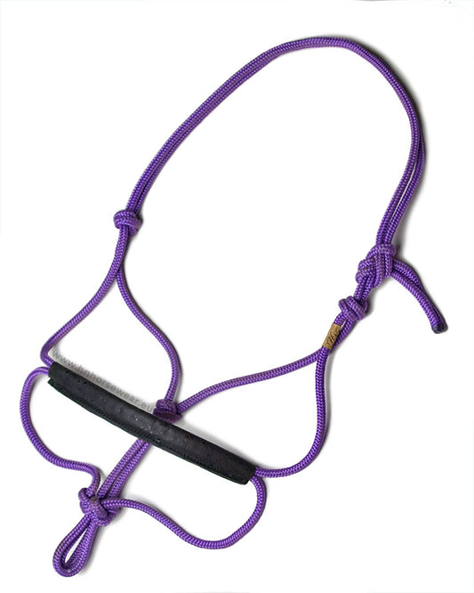 Black Cork Purple Knotless Rope Halter - shet