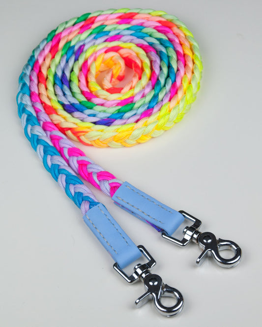 Riding Reins Candy Rainbow Blue - M