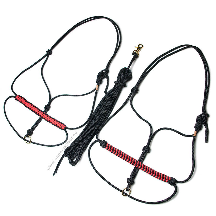 black and red rope halter and light line set training set