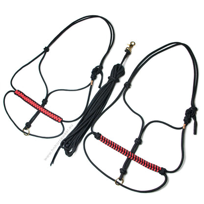 black and red rope halter and light line set training set