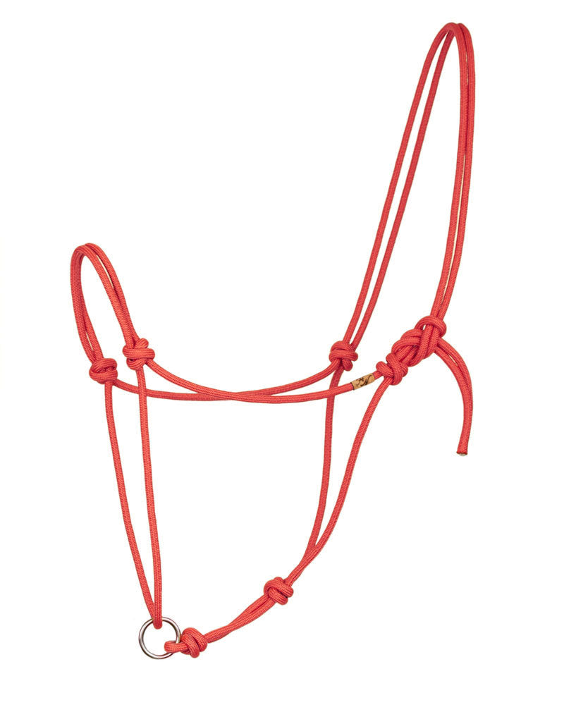 Poppy red sliding ring rope halter with stainless steel ring