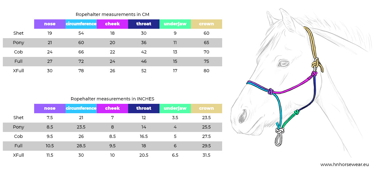 rope halter size chart
